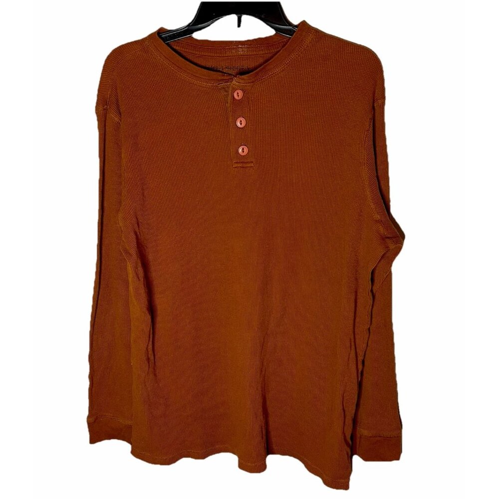 High Sierra Long Sleeve Shirt, Rust Waffle Design 1/4  Button Sz M